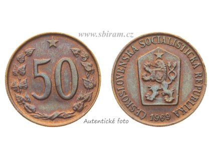ČSSR, mince 50 Haléř, 1969 v, stav -0/0-