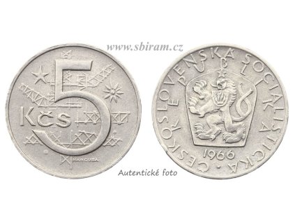 ČSSR, mince 5 Koruna, 1966 v, stav 0/0