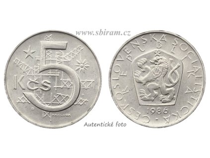 ČSSR, mince 5 Koruna, 1986, stav 0/0