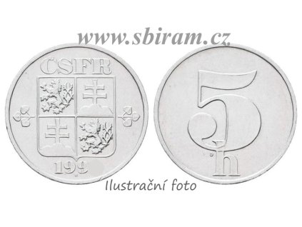 ČSFR, mince 5 Haléř, 1991, stav 0/0