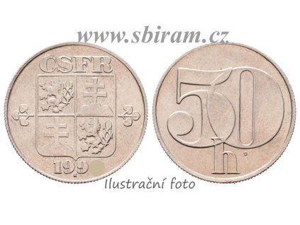 ČSFR, mince 50 Haléř, 1991, stav 2/2