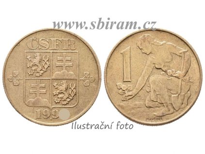 ČSFR, mince 1 Koruna, 1991, stav 2/2