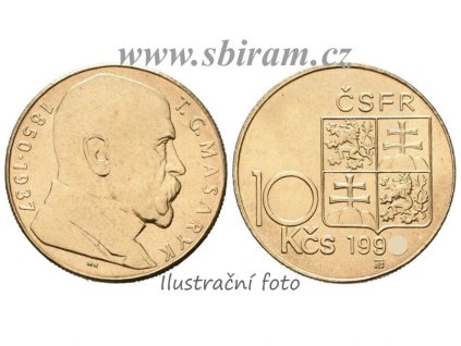 ČSFR, mince 10 Koruna - T. G. Masaryk, 1990 d, stav 1/1