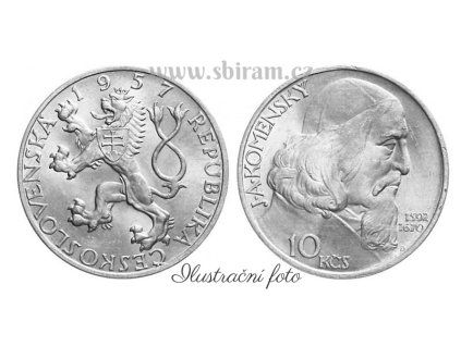 ČSR, mince 10 Koruna 1957 - Jan Amos Komenský, stav 0/0