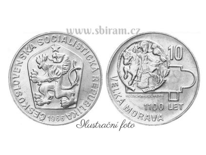 ČSSR, mince 10 Koruna 1966 - 1100 let Velké Moravy, stav 0/0
