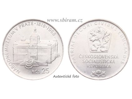 ČSSR, mince 25 Koruna 1968 - 150. výročí založení Národního muzea, -0/0-