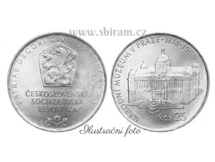 ČSSR, mince 25 Koruna 1968 - 150. výročí založení Národního muzea, 0/0