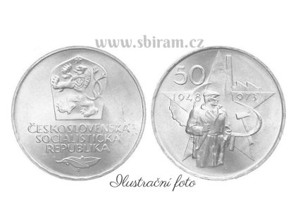 ČSSR, mince 50 Koruna 1973 - 25. výročí Vítězného února, stav 0/0