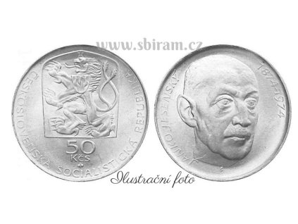 ČSSR, mince 50 Koruna 1974 - 100. výročí narození J. Jesenského, 0/0