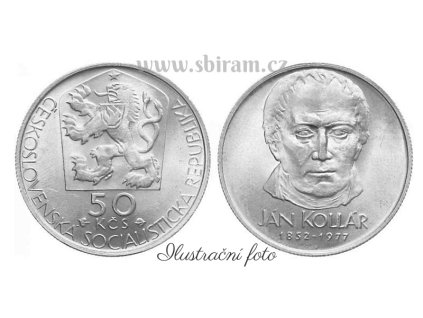 ČSSR, mince 50 Koruna 1977 - 125. výročí úmrtí Jána Kollára, stav 0/0