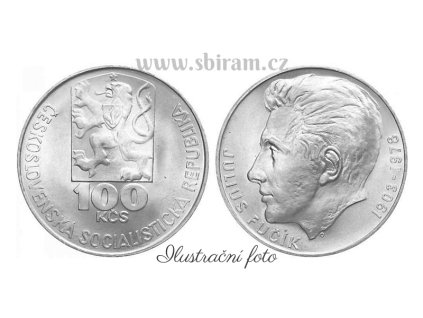 ČSSR, mince 100 Koruna 1978 - 70. výročí narození Julia Fučíka, stav 0/0