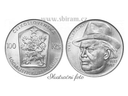 ČSSR, mince 100 Koruna 1982 - 100. výročí narození I. Olbrachta, stav 0/0