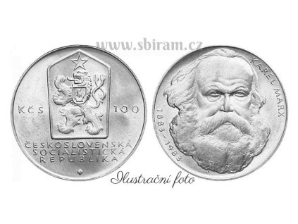 ČSSR, mince 100 Koruna 1983 - 100. výročí úmrtí Karla Marxe, stav 0/0
