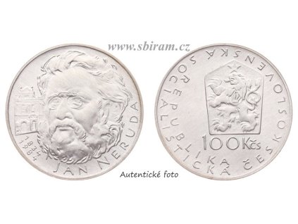 ČSSR, mince 100 Koruna 1984 - 150. výročí narození Jana Nerudy, stav 0/0