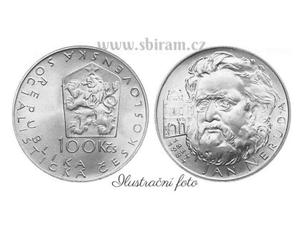 ČSSR, mince 100 Koruna 1984 - 150. výročí narození Jana Nerudy, stav 0/0