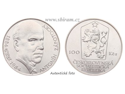 ČSSR, mince 100 Koruna 1984 - 100. výročí narození A. Zápotockého, 0/0
