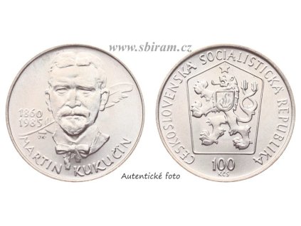 ČSSR, mince 100 Koruna 1985 - 125. výročí narození M. Kukučína, stav 0/0