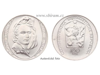 ČSSR, mince 100 Koruna 1985 - 150. výročí úmrtí Petra Brandla, stav 0/0