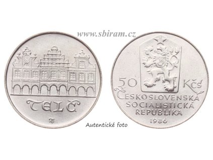 ČSSR, mince 50 Koruna 1986 - Městská památková rezervace Telč, 0/0
