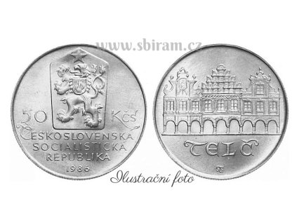 ČSSR, mince 50 Koruna 1986 - Městská památková rezervace Telč, 0/0