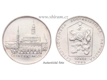 ČSSR, mince 50 Koruna 1986 - Městská pam. rezervace Český Krumlov, 0/0