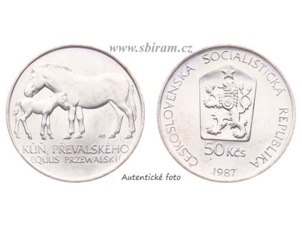 ČSSR, mince 50 Koruna 1987 - Zachování chovu koně Převalského, stav 0/0