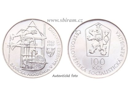 ČSSR, mince 100 Koruna 1987 - 225. výročí založení Báňské akademie, 0/0