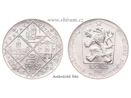 ČSSR, mince 100 Koruna 1988 - Svět. výstava pošt. známek Praga 88, 0/0