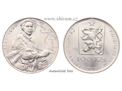ČSSR, mince 100 Koruna 1990 - 250. výročí úmrtí Jána Kupeckého, stav 0/0