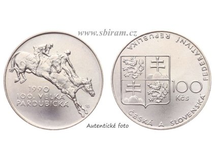 ČSFR, mince 100 Koruna 1990 - 100. výročí konání Velké pardubické, 0/0