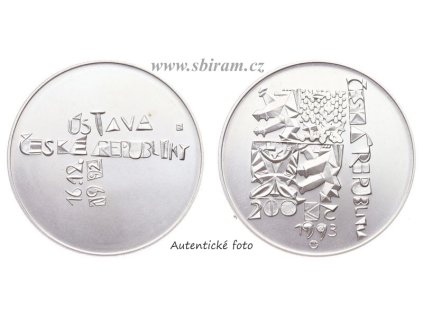 ČR, mince 200 Koruna 1993 - 1. výročí schválení ústavy ČR, stav 0/0
