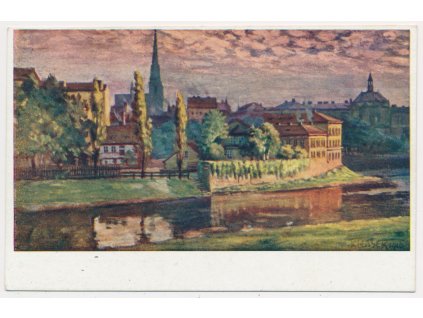 47 - Plzeň, Pohled ze Saského mostu, cca 1935