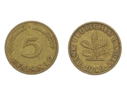 NSR, mince 5 Pfennig, 1949, stav 1/1...viz autentické foto