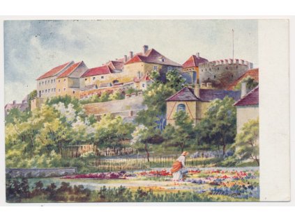 46 - Písek, oživená partie pod hradbami, cca 1923