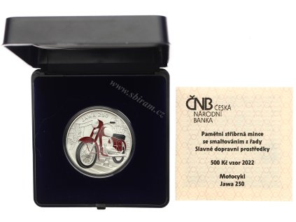ČR, mince 500 Koruna 2022 - Slavné dopravní prostředky-Motocykl Jawa 250, 1/1