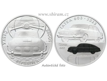 ČR, mince 500 Koruna 2023 - Slavné dopravní prostředky-Osobní automobil Tatra 603, 0/0