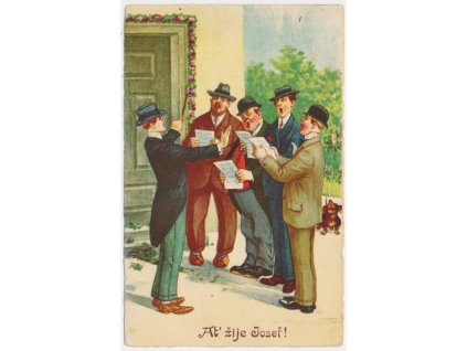 Blahopřejná pohlednice, Ať žije Josef!, cca 1941