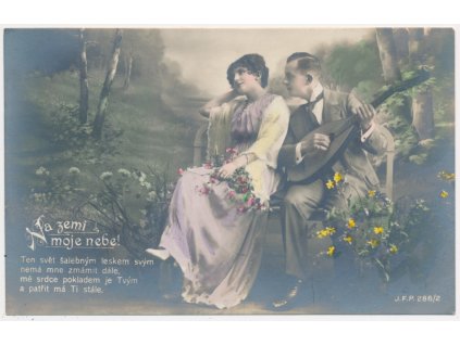 Milostná pohlednice, "Na zemi moje nebe!", cca 1916