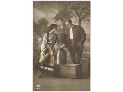 Milostná pohlednice, První setkání,  "Láska - božský věru dar...", cca 1916