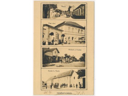 27 - Kladno, Trněný Újezd, 4 záběr partií obce, mj. Obchod, Statek..., 1921