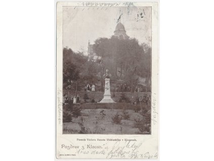 50 - Praha-východ, Klecany, pomník B. Třebízského, oživená partie, 1900