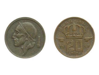 Belgie, mince 20 Centimes, 1958, stav 2/2...viz autentické foto