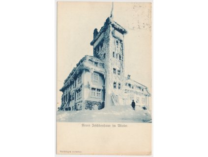 32 - Liberecko, Hotel Ještěd, oživená zimní partie, cca 1922