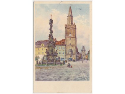 09 - Chomutovsko, Kadaň, oživená partie na náměstí před radnicí, 1935