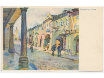 36 - Mladá Boleslav, Část Starého města, oživená partie, cca 1925