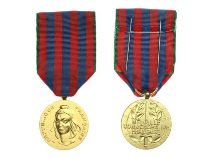 Francie, Vojenská pamětní medaile, stuha, krásný sběratelský stav 1/1/1