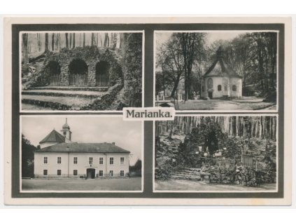 Slovensko, Marianka, 4 záběr dominant obce, cca 1940