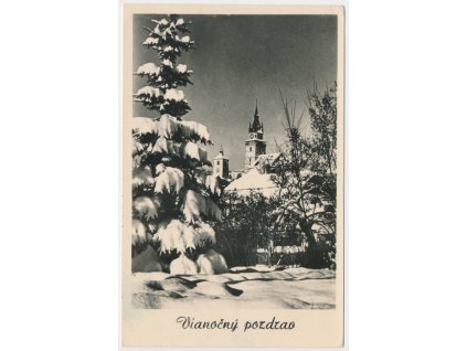 Slovensko, Kremnica, Vánoční pozdrav, cca 1955