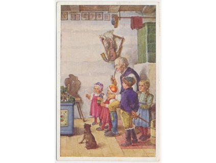 Námětová pohlednice, Radostné Vánoce!, J. Strnad, cca 1948