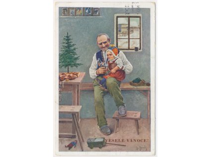 Námětová pohlednice, Veselé Vánoce!, J. Strnad, cca 1941